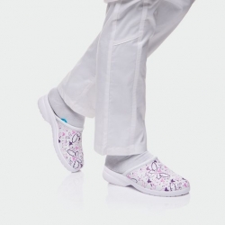 Șlapi medicali AERIAL Lady Albi cu fluturi