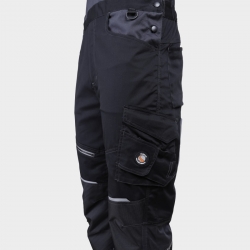 Salopetă de lucru REVOLT 4STRETCH NEGRU/GRI ÎNCHIS/GRI