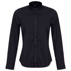 Cămașă pentru femei cu stand guler VELILLA NEGRU