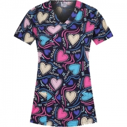 Set medical tunică Bambina forever love și pantaloni Barisa mov