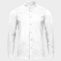 Cămașă pentru bărbați cu stand guler VELILLA ALB