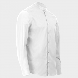 Cămașă pentru bărbați cu stand guler VELILLA ALB