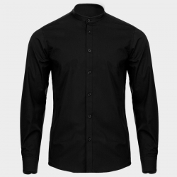 Cămașă pentru bărbați cu stand guler VELILLA NEGRU