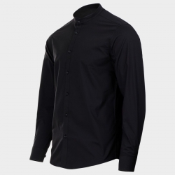 Cămașă pentru bărbați cu stand guler VELILLA NEGRU