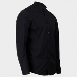 Cămașă pentru bărbați cu stand guler VELILLA NEGRU