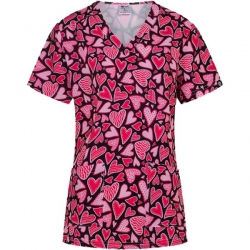 Tunică medicală ISABELLA print Pink Hearts
