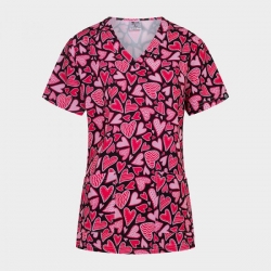Tunică medicală ISABELLA print Pink Hearts