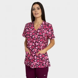 Tunică medicală ISABELLA print Pink Hearts