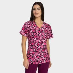 Tunică medicală ISABELLA print Pink Hearts