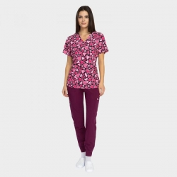 Tunică medicală ISABELLA print Pink Hearts