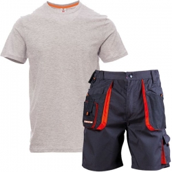 Set de lucru KASTOR – pantaloni scurți gri și tricou gri melanj