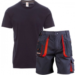 Set de lucru KASTOR – pantaloni scurți gri și tricou albastru închis