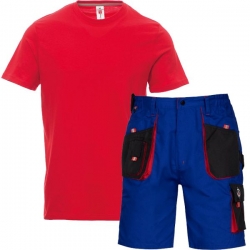 Set de lucru KASTOR – pantaloni scurți albastru regal și tricou roșu