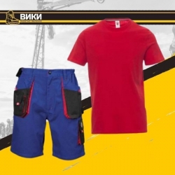 Set de lucru KASTOR – pantaloni scurți albastru regal și tricou roșu