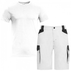 Set de lucru – pantaloni scurți Daytona albi și tricou Naos alb