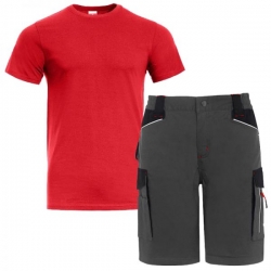 Set de lucru – pantaloni scurți Daytona gri și tricou Naos roșu