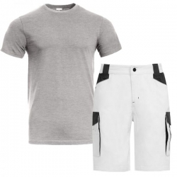 Set de lucru – pantaloni scurți Daytona albi și tricou Naos gri