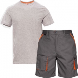 Set de lucru CARGO DM cu pantaloni scurți și tricou gri melanj