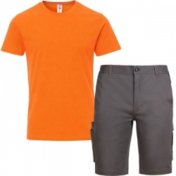 Set de lucru cu pantaloni scurți Melbourne gri și tricou Sunset portocaliu