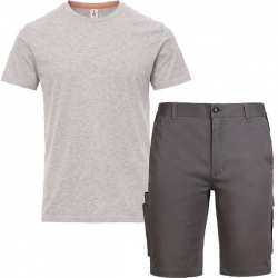 Set de lucru cu pantaloni scurți Melbourne gri și tricou Sunset gri melanj