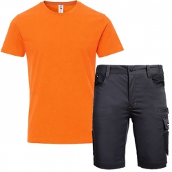 Set de lucru cu pantaloni scurți KASTOR STRETCH gri/portocaliu și tricou Sunset portocaliu
