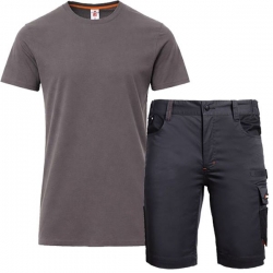 Set de lucru cu pantaloni scurți KASTOR STRETCH gri/portocaliu și tricou Sunset gri închis