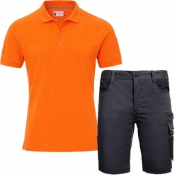 Set de lucru cu pantaloni scurți KASTOR STRETCH gri/portocaliu și tricou VENICE portocaliu