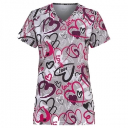 Tunică medicală MELINA imprimeu Painted Hearts