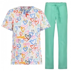 Set de lucru pentru damă BAMBINA Inimi cu pantaloni Rezedă