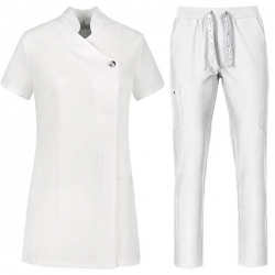 Set medical tunică MARCELLA și pantaloni NOBBY STRAIGHT albi