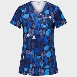Set medical de lucru Isabella „Sea Life” cu pantaloni bleu deschis