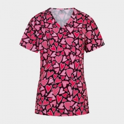 Set de lucru ISABELLA Pink Hearts tunică cu pantaloni ALESSI Bordeaux