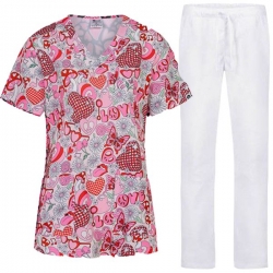 Set de lucru ISABELLA Disco Love tunică cu pantaloni ALESSI Albi