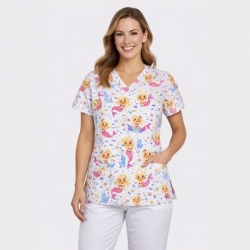 Set medical ISABELLA Sirene tunică și pantaloni ALESSI Albi
