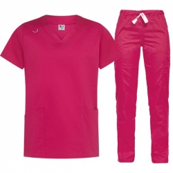 Set medical ANGELICA tunică și pantaloni DANTE Fucsia