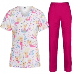Set medical ISABELLA Sirene și pantaloni BARISA Roz