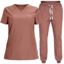 Set medical din 3 piese tunică și pantaloni NOBBY Mauve și saboți GF Lady Albi