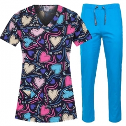 Set medical BAMBINA Forever Love tunică și pantaloni TONY Albaștri