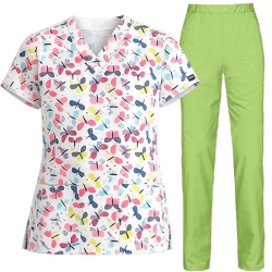 Set medical Fluturi și pantaloni BARISA Verzi