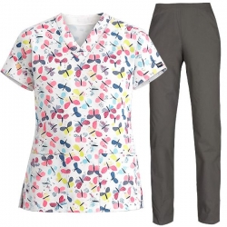 Set medical Fluturi și pantaloni BARISA Gri